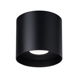 Czarny spot natynkowy w kształcie tuby, nieruchomy reflektor punktowy