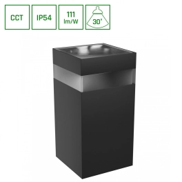 Czarna lampa elewacyjna, zintegrowany LED 9W, lampa jednokierunkowa
