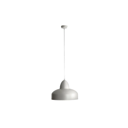 Minimalistyczna lampa wisząca z szarym kloszem do nowoczesnej kuchni