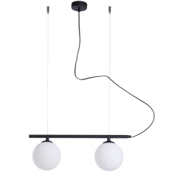 Dwupunktowa, minimalistyczna lampa wisząca z kulistymi kloszami