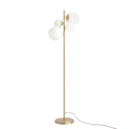 Dekoracyjna, złota lampa podłogowa do salonu w stylu modern glamour