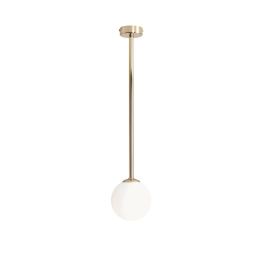 Złota, błyszcząca, punktowa lampa na sztywnym zwisie 67cm, do sypialni