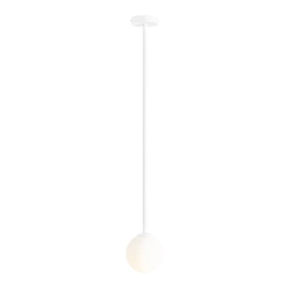 Długa, punktowa, biała lampa sufitowa na sztywnym zwisie 92cm