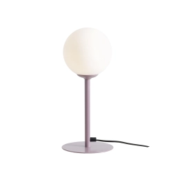 Modernistyczna lampka stołowa w kolorze liliowym z okrągłym kloszem
