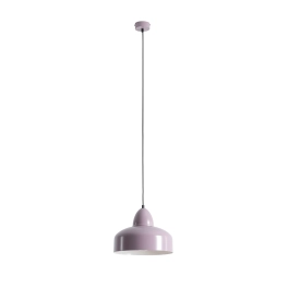 Lampa wisząca z metalowym kloszem w kolorze liliowym, do sypialni
