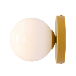 Modernistyczna lampa ścienna w kształcie kuli z  białym kloszem ⌀14cm