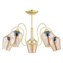 Duża lampa sufitowa w kolorze złotym do eleganckiego salonu