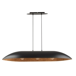 Designerska lampa wisząca z szerokim abażurem, do salonu - 114cm