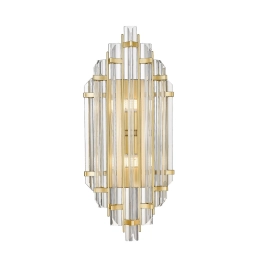 Dekoracyjna, złoto-kryształowa lampa ścienna do eleganckiego salonu