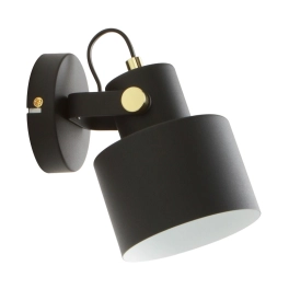 Czarno-złota lampa ścienna w stylu industrialnym, do nowoczesnej sypialni