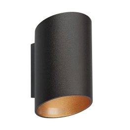 Designerska lampa ścienna, czarno-złota ścięta tuba, do sypialni