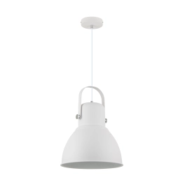 Biała, nowoczesna lampa wisząca do wnętrza w stylu industrialnym