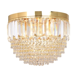 Stylowa lampa sufitowa z wiszącymi kryształkami, plafon glamour