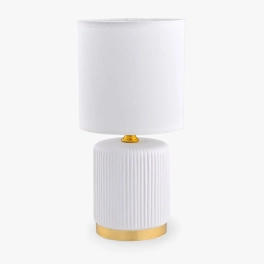 Ponadczasowa, biało-złota lampka nocna z ryflowaną podstawą