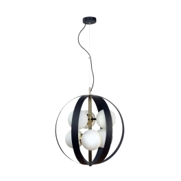 Modernistyczna lampa wisząca w kształcie kuli z mlecznymi kloszami