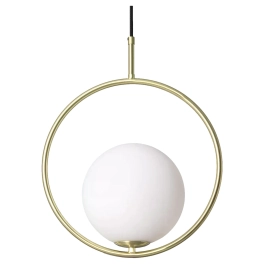 Geometryczna, złota lampa wisząca o minimalistycznej formie