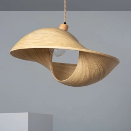 Lampa wisząca z designerskim, nieregularnym abażurem w stylu eco