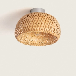 Naturalna lampa sufitowa z plecionym, bambusowym abażurem
