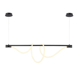 Nowoczesna, czarna lampa wisząca ze świecącym sznurem, nad stół