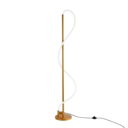 Efektowna, złota lampa stojąca z elastycznym, świecącym przewodem