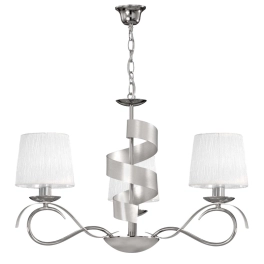 Trójramienna, elegancka lampa wisząca na łańcuchu, idealna do salonu