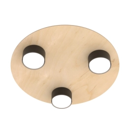 Lampa sufitowa, 3 x GX53 na drewnianej podstawie