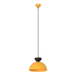 Pomarańczowo-czarna lampa wisząca z półkulistą oprawą