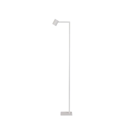 Designerska, biała, prosta lampa stojąca do minimalistycznego salonu