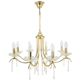 Luksusowa lampa wisząca, złoty żyrandol typu świecznik, do salonu