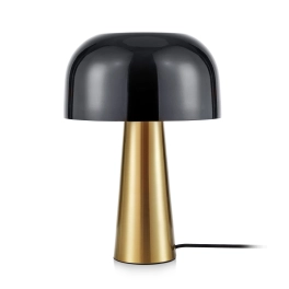 Modernistyczna, czarno-złota lampka stołowa, w kształcie grzybka