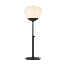 Czarna lampka stołowa w stylu skandynawskim, z białym kloszem