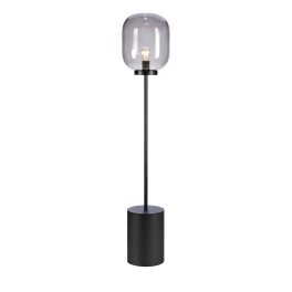 Industrialna, minimalistyczna lampa stojąca z dekoracyjnym, dużym kloszem