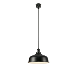 Minimalistyczna, czarna lampa wisząca z okrągłym kloszem ⌀37,5cm