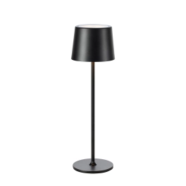 Czarna lampa stołowa LED do ładowania, idealna do czytania na tarasie IP44