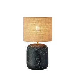 Betonowa lampka stołowa z naturalnym abażurem, na szafkę nocną