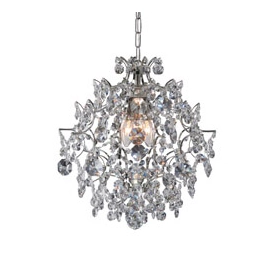 Elegancka, chromowana lampa wisząca z kryształkami, idealna do salonu