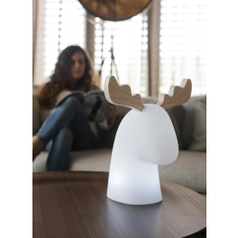 Ozdobna lampa LED z drewnianymi detalami, solarna/akumulatorowa