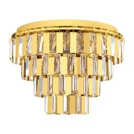 Wyjątkowa, złota lampa sufitowa z kryształkami, idealna do salonu