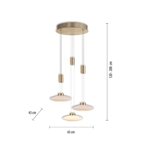 Lampa wisząca LED do salonu, ściemnianie światła, ciepła barwa 3000K