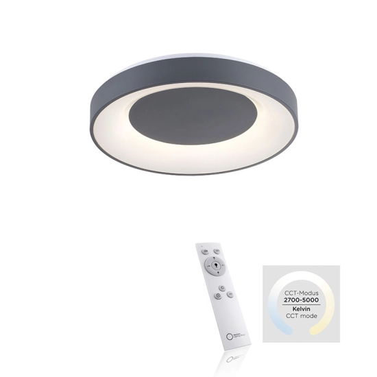 Szary plafon ⌀45cm ze zmienną barwą światła 2700-5000K 30W LED