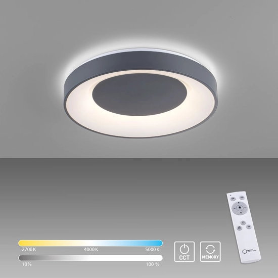 Szary plafon ⌀45cm ze zmienną barwą światła 2700-5000K 30W LED