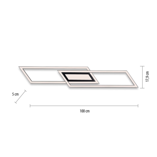 Czarna, geometryczna lampa sufitowa LED do sypialni 17,9x100cm 3000K