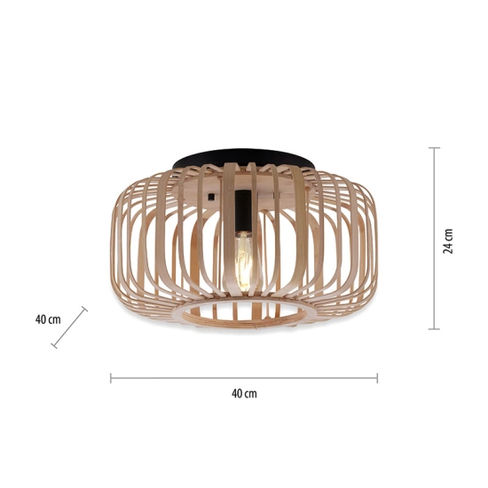 Geometryczna, drewniana lampa sufitowa w stylu rustykalnym