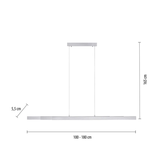 Szeroka, biała, rozsuwana listwa LED nad stół, max 180cm 3000K 45W LED