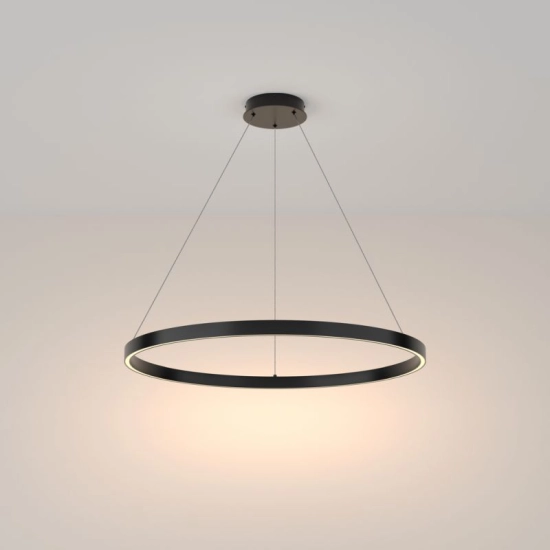 Designerska, czarna lampa wisząca, duże koło LED, ciepła barwa Ø80cm 3000K
