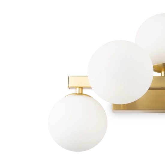 Złoto-biała lampa ścienna z kulistymi kloszami, kinkiet modern glamour