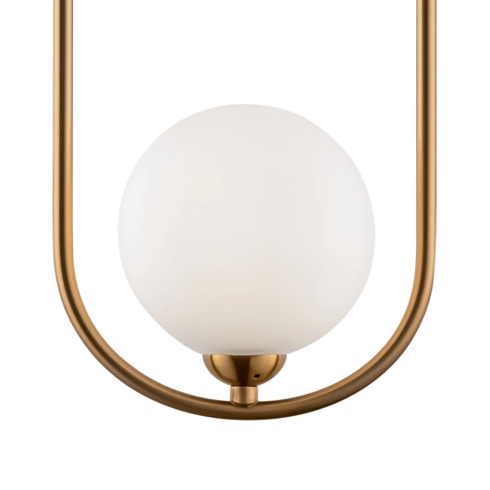 Designerska lampa wisząca w kolorze miedzi z dwoma, białymi kloszami