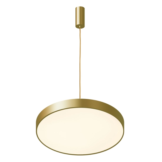 Złota, okrągła, nowoczesna lampa wisząca LED o średnicy 40cm