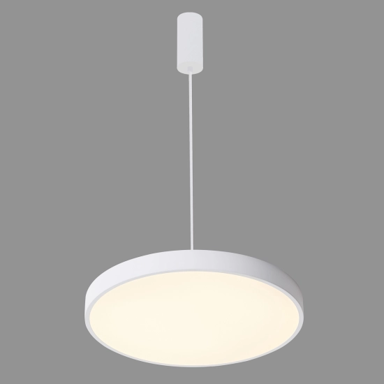 Biała, nowoczesna, minimalistyczna lampa wisząca LED o średnicy 60cm