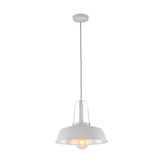 Biało-srebrna lampa wisząca, doskonała do wnętrz w stylu loft i retro